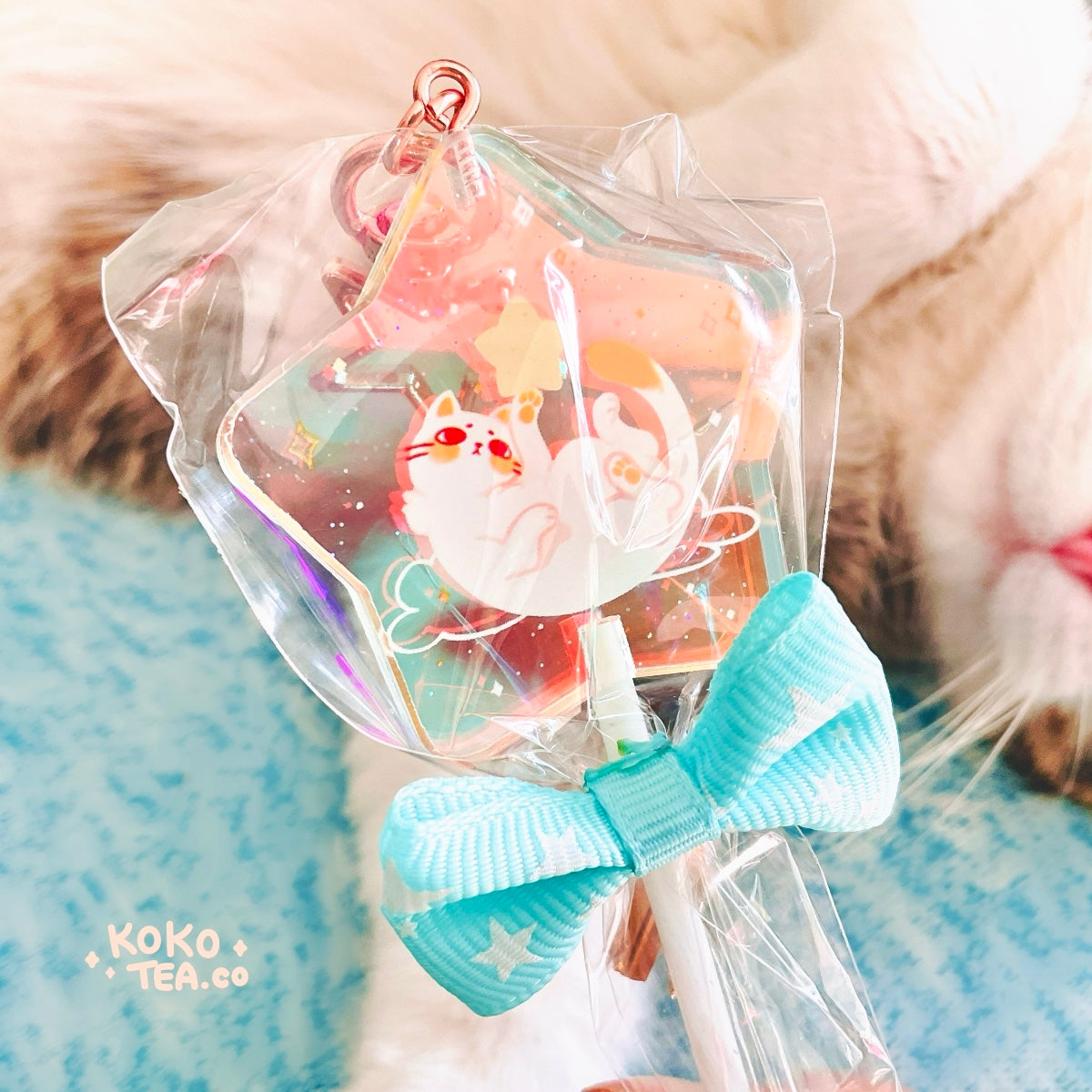 Starry kitty Lollipop (Holographic acrylic Keychain)