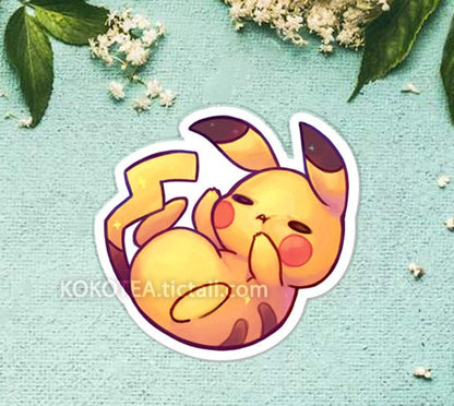 Chonky sulking Pikachu 3" waterproof sticker
