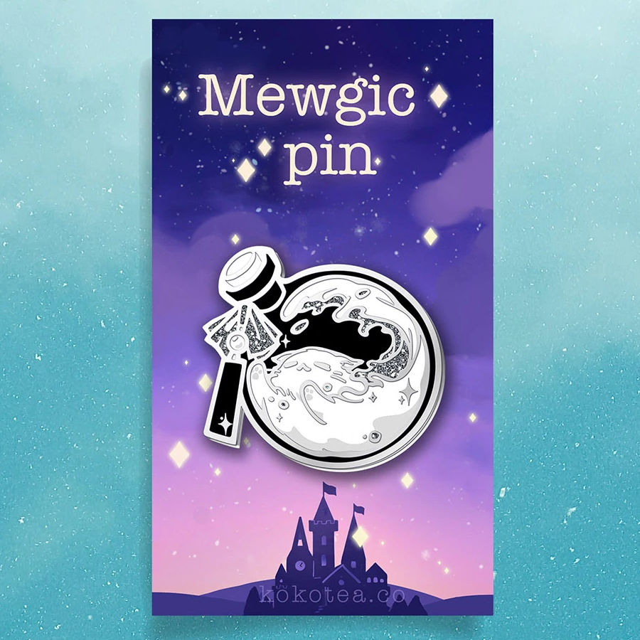Mewgic! Bottled cat enamel pin (Silver)