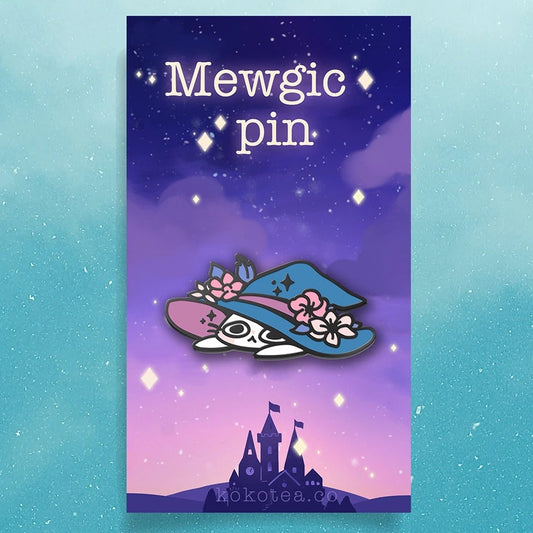 Mewgic! Witchy cat in a hat enamel pin (Pastel)