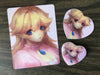 Peach and Rosalina holographic buttons